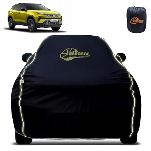 Image of Reflector Waterproof Car Cover for Tata Harrier with Mirror & Antenna Pocket | All Weather Protection | Washable Fabric | Black Color