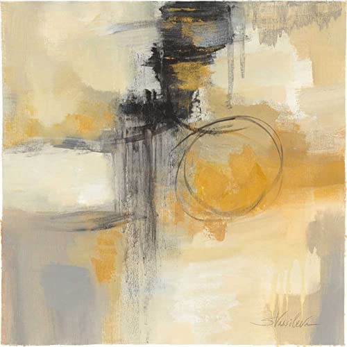 Tableau paysage abstrait Path Solar II par Silvia Vassileva 93x93 cm