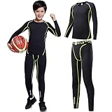 TERODACO Boys Thermal Underwear 2 PCS Athletic Base Layer Kids' Compression Shirts and Leggings Set