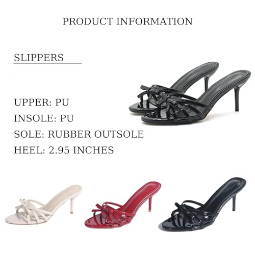 Women's PU Bowknot Stiletto Sandals Fashion Round Open Toe Non-slip Backless Slip-On High Heel Mule Sandals for Party, Evening, Wedding3