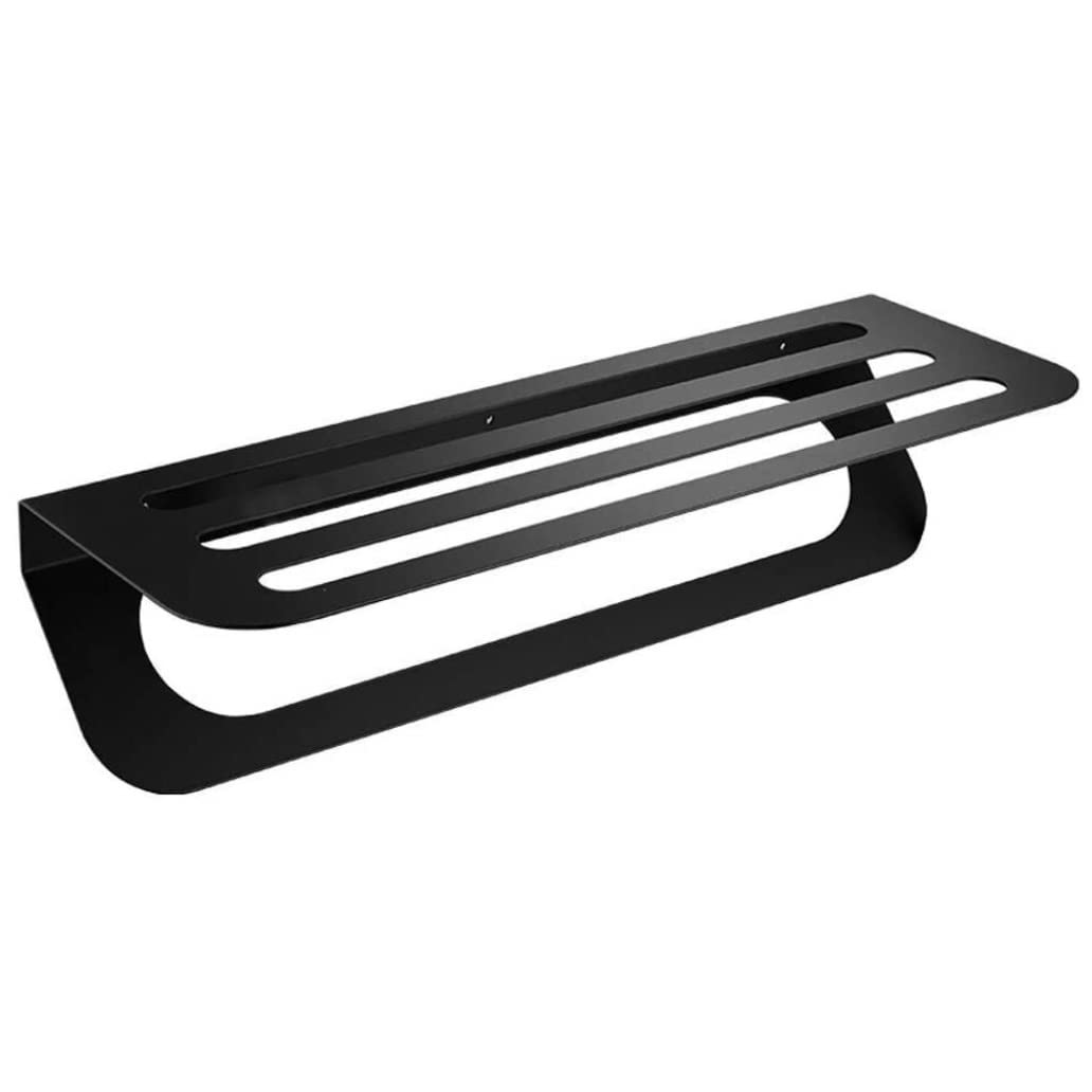 Towel Bar Towel Rack Towel Towel Shelf Black Bath Towel Rack Nordic Bathroom Double Towel Wall-Mounted Storage Towel Shelf Towel Rail/Black/60 * 21 * 20Cm