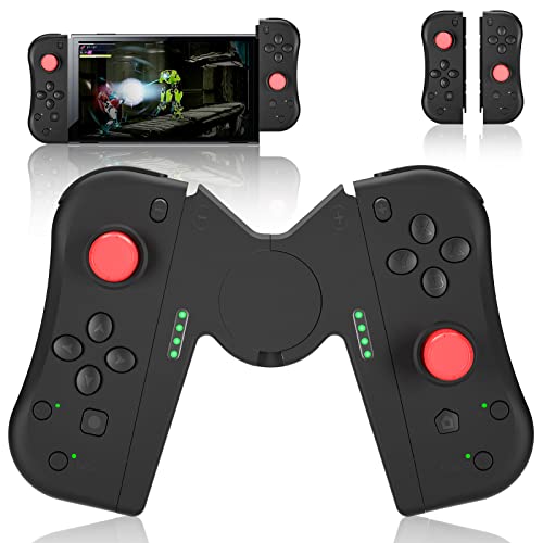 Switch Wireless Joy-Pad Controller, Bluetooth Pro Controller für Switch OLED, Ersatz Gamepad mit Turbo/Makros/Dual Vibration Funktion für Nintendo Switch Controller (Schwarz)