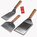 Stainless Steel Metal Spatula Set For Griddle, Grill Spatula Scraper for BBQ/Flat Top Grill- Full Tang Handle -Thicked Blade- Beveled Edges, Great Griddle Accessories for Pancake/Smash Burgers