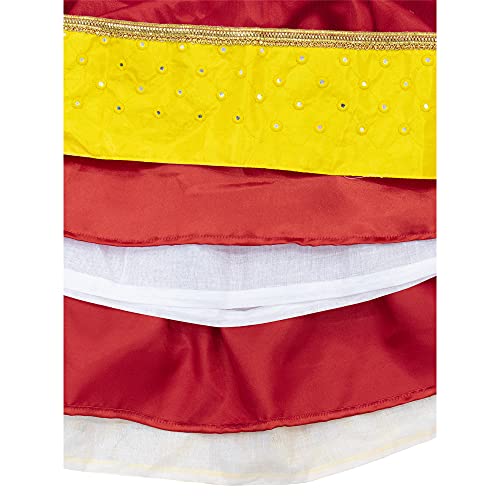 Image of AMIRTHA FASHION Girls Multi Layer Satin Net & Cotton Readymade Lehenga Choli