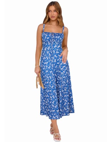 Image of YIOYOLA Corset Dress for Women Casual Tea Party Summer Wedding Guest Flowy Midi Sundress