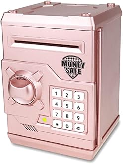 Piggy Bank for Boys Girls, 4 5 6 7 8 9 10 Year Old Girl Boy Birthday Gift Ideas, Electronic Password Money Saving Box ATM, Great Gift Safe Bank Toys for Kids (Rose Gold)