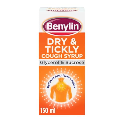 Benylin Dry and Tickly Cough Syrup (1x 150ml) Cough Medicine for Adults and Children Glycerol and Sucrose Soothing Syrup Relieves Irritated and Sore Throat
