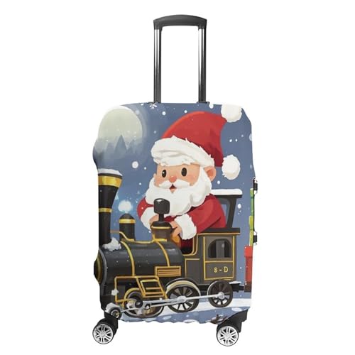Santa's Train Luggage Cover Elastic Suitcase Protector Case Anti-Scratch Washable Baggage Covers Protector For Traveling, Aircraft Consignment L