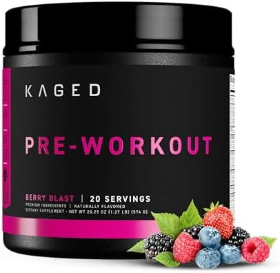 Kaged Original Pre Workout Powder | Berry Blast | Pre-Workout with Creatine, Beta Alanine, L-Citrulline, BCAAs | 274 mg Caffeine | Pre Supplements for Men & Women | 20 Servings