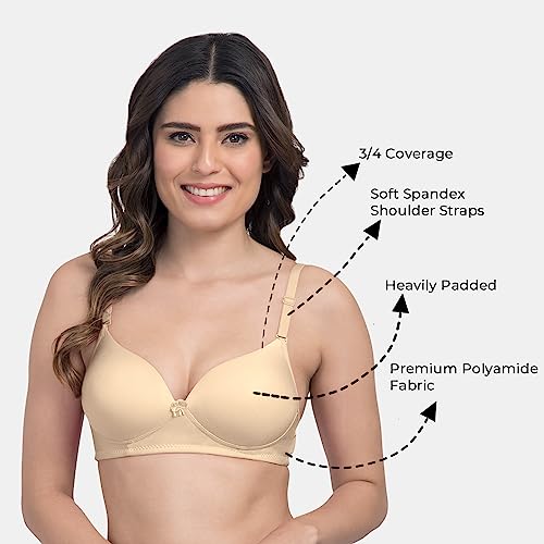 Image of Tweens - Heavily Padded Semi Push-Up Bra - Polyamide Fabric - 3 /4th Coverage, Wireless, Multiway Straps, Seamless - Everyday T-Shirt Bra