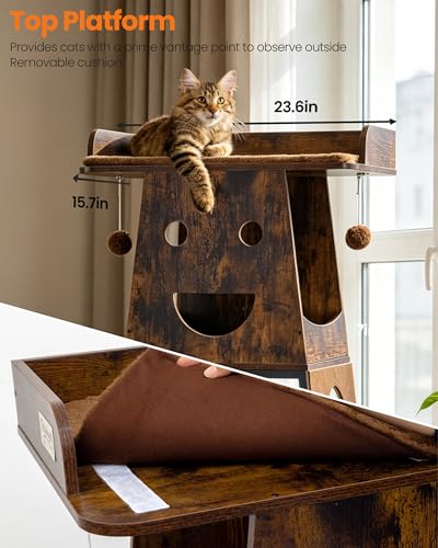 Árbol moderno de madera para gatos interior 56 pulg miniatura 3