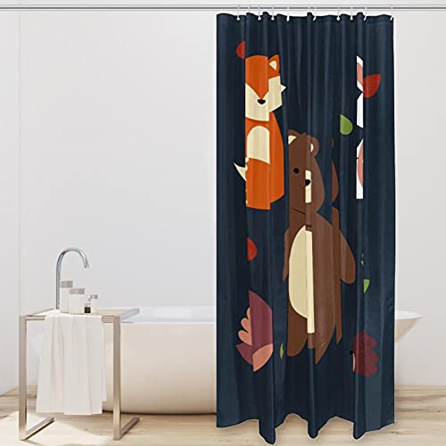 Rideau de douche durable animaux de la forêt avec œillets et crochets - 3