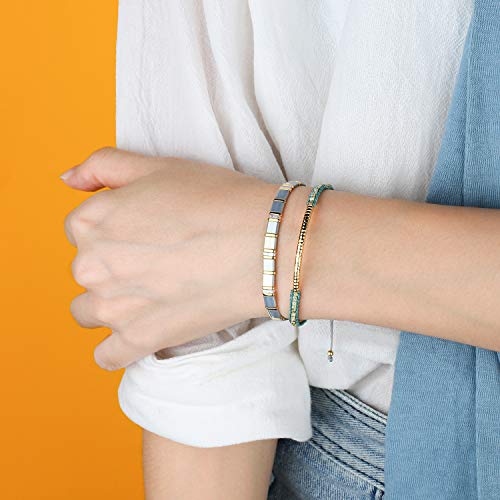 Image of KELITCH Colorful Tila Beaded Bracelets Women Strand Friendship Bracelet Handmade New Link Cuff Bracelets