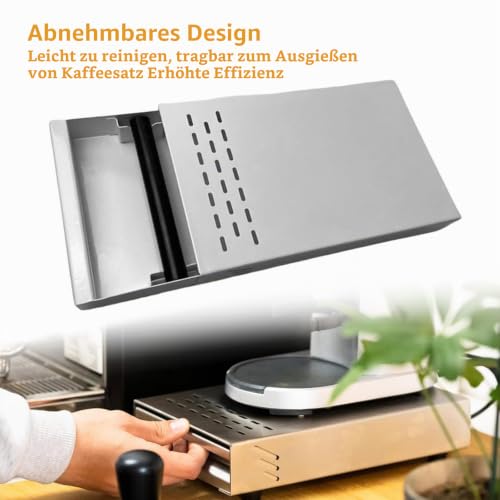Foto von Kaffee Klopf Box Behälter,Kamanan Professional für Kaffeesatz,Edelstahl Kaffeemühlen Klopf Box Geeignet für alle handelsüblichen Kaffeemaschinen, Schubladenprofil aus Edelstahl(280mmx180mmx63mm)