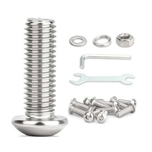 Image of XZLUPUP 12 Sets M10 x 30mm Button Head Bolts Nuts Washers Set | button head bolts nuts, stainless steel washers, hex socket drive screws, machinery furniture repair