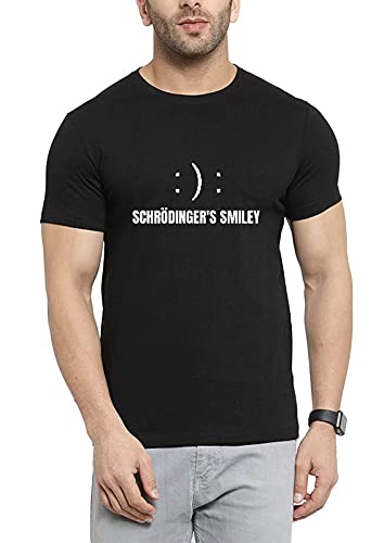 MyTeesT Shirt for Men, Schrodinger's Smile Cat Printed 100% Cotton Regular Fit T-Shirts for Men & Women, Round Neck Half Sleeves Tshirt for Men, Casual T-Shirt for Unisex