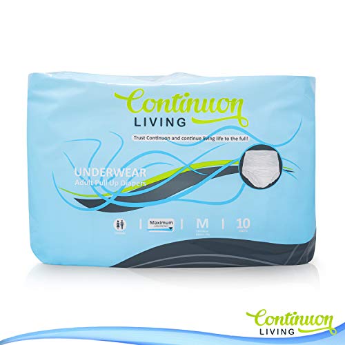 Adult Incontinence Underwear - Maximum Absorbency Disposable Pull Up Diapers for Women & Men, 10 Count, Medium