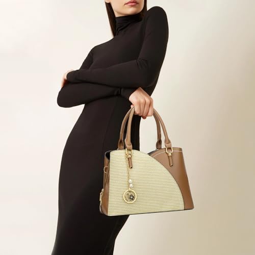Image of KKXIU Triple Compartments Purses and Handbags for Women Fashion Ladies Satchel Shoulder Top Handle Bag