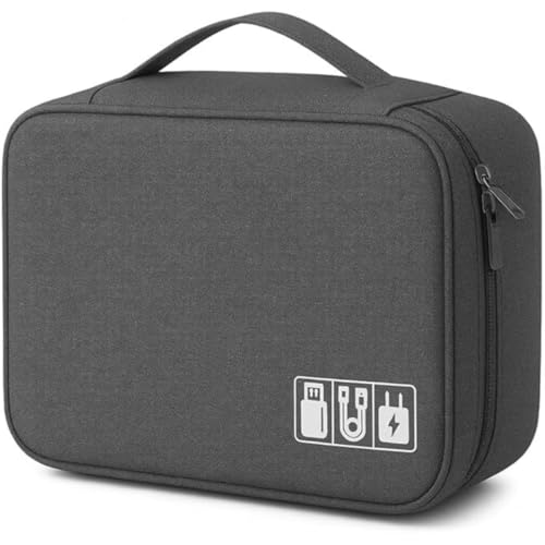 Bolsa Organizadora Para Cabos e Acessórios Eletrônicos Impermeável Estojo Multifuncional para Viagem Mundo F&s (Cinza)