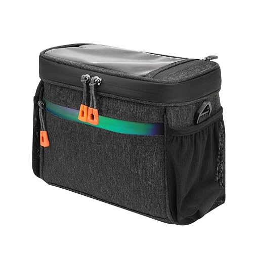 OlaVeg 4.2L Bike Handlebar Bag Waterproof Bike Front Bag Handlebar Bag For Bicycle with Touch Screen Phone Holder Reflective Strap Shoulder Strap Rain Cover for Scooter MTB Cycling