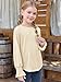 Haloumoning Girls Long Sleeve Shirts Kids Fashion Crew Neck Tunic Tops Blouse 5-14 Years Beige