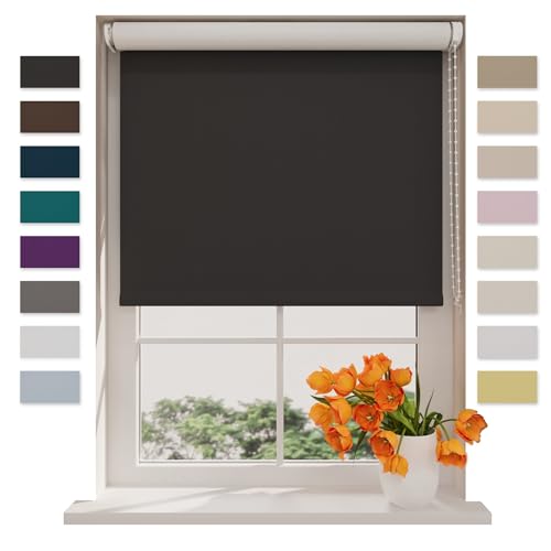 DTCH® Store Enrouleur Occultant Noir - 120 x 190 cm (LxH), Tailles de 40 à 240 de Largeur, sans perçage Possible, Store Enrouleur occultant, Store occultant...