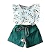 Kobay Frühling und Sommer Kleinkind Kinder Baby Mädchen Outfits Kleidung Blumendruck T-Shirt Top + Gürtel Shorts Set