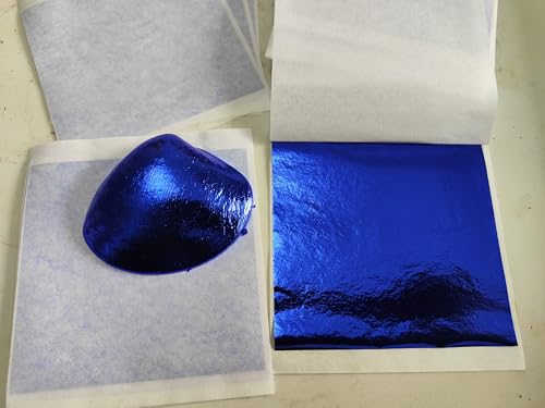 Gold Foil Leaf 7 Colors 100 or 700 Sheets Metal Leaf Foil for Arts Decoration,DIY Crafts,Paintings,Nails,Furniture Decoration,3.15 by 3.15 Inches Gold Leaf Sheets (Blue 100 Sheets)