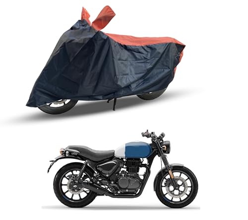 Image of Hunter 350 Two Wheeler Bike Cover Accessories - Dustproof - UV Protection - Premium Bike Cover Black Orange
