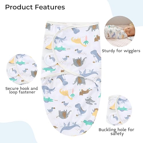 Image of BEMBIKA Newborn Baby Essentials Dress Set Clothing Combo With Swaddle Wrap, Mittens, Cap And Booties- (Animal Print - Set Of 4)