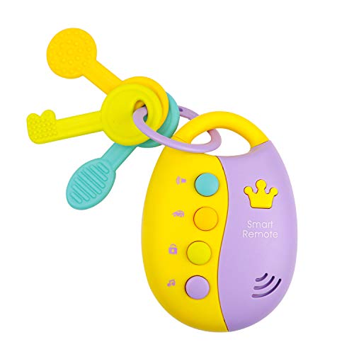 YIJIAOYUN Chiavi della Macchina Giocattolo vocale educativo, Divertente, fingi di Giocare con 3 Tasti massaggiagengive, Portachiavi, Suoni dell'auto, 12 Melodie allegre per Neonati, Bambini Piccoli