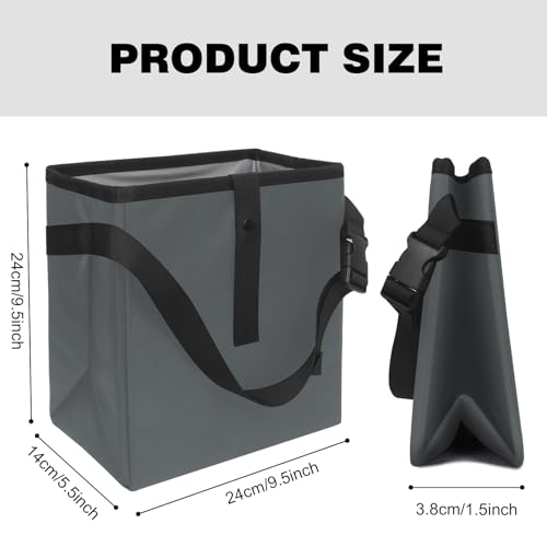 Image of Homelove Car Trash Can, Leak-Proof Waterproof Trash Bin Collapsible Portable Auto Garbage Bag Large Capacity Trashcan Storage Bag Multipurpose Car Organizer Hanging (Gray)