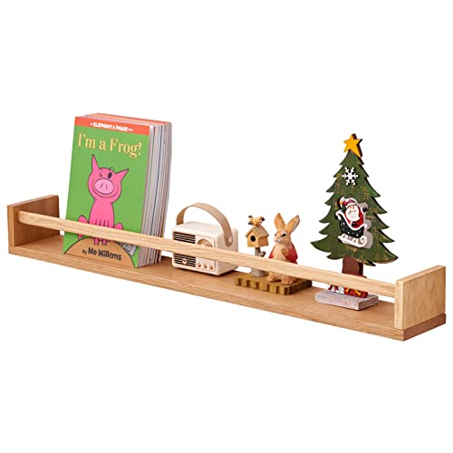 Image of OAKERLAND Oak Floating Shelves 32 Inch Nursery Shelves, Nursery Book Shelves Floating Bookshelves Wall Mounted Shelves for Books, Toys and Decor Storage