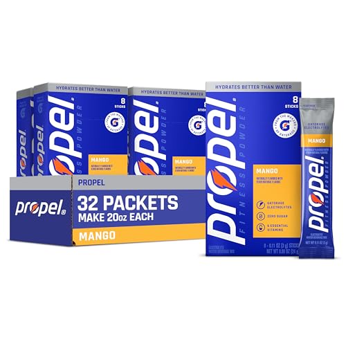 Image of Propel Electrolyte Powder Drink Mix, Mango, (32 Servings), Zero Sugar, Enhanced Water Beverage, Gatorade Electrolytes, Vitamins, No Added Colors, No Artificial Flavors, Hydration