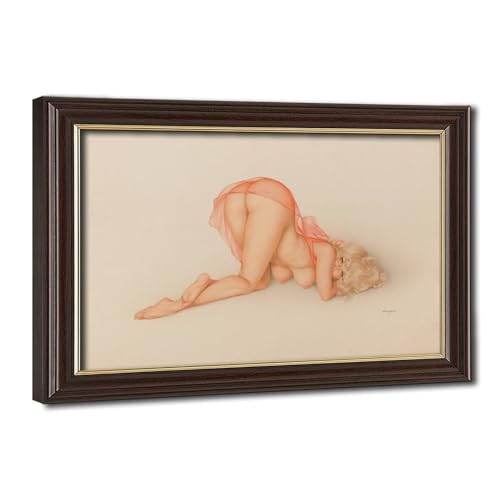 Impression sur toile Alberto Vargas 20x30 cm cadre rose déco bureau