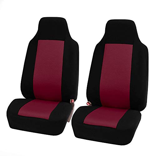 FH Group Car Seat Covers Front Set Cloth - Car Seat Cover for Bucket Seat 1 Piece Seat Cover, Universal Fit Car Seat Cover, Washable Car Seat Cover, Automotive Seat Covers for SUV, Sedan, Van Burgundy