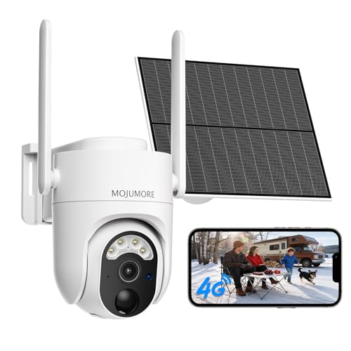 4G LTE 2K HD Wireless Camera, Solar-Powered Security Camera, 360° PTZ Outdoor Camera Wireless,...