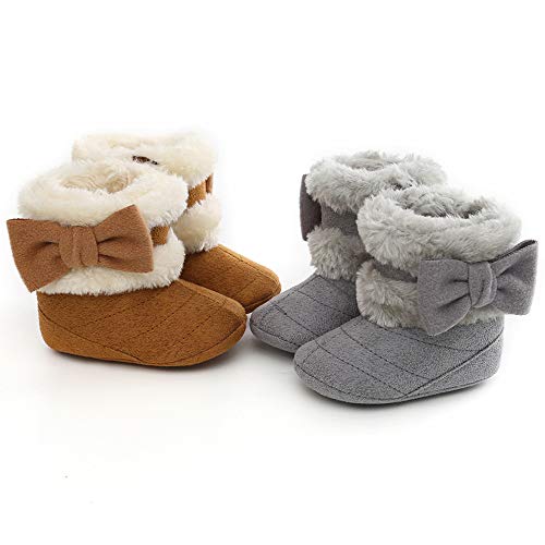 Lafegen Baby Girl Booties Non Slip Faux Fur Infant Ankle Snow Boots Newborn Toddler First Walker Winter Crib Shoes 3-18 Months, 3-6 Months Infant, 02 Brown #TOP4