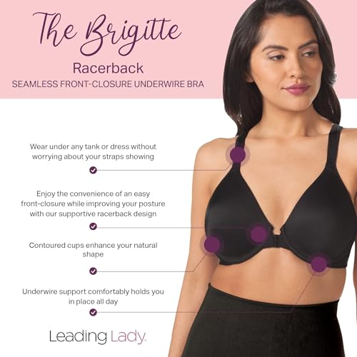 image for Leading Lady Brigitte Racerback Front-Closure Bra - Molded, Padded, Se