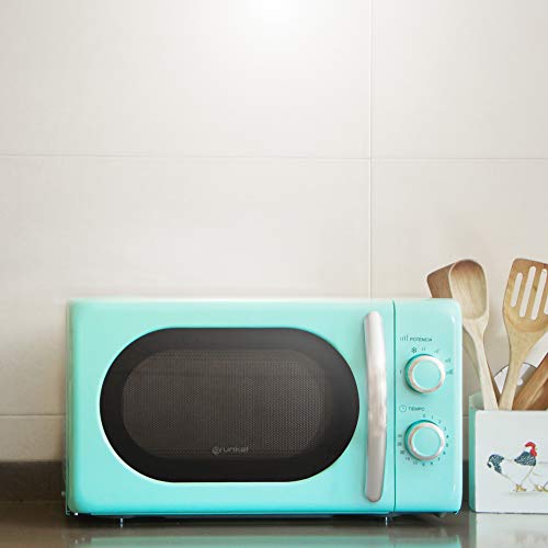 Grunkel-Microondas-de-20l-de-Capacidad-con-diseno-vintage-y-5-niveles-de-potencia-Funcion-de-descongelacion-y-temporizador-700W-Azul-Mecanico