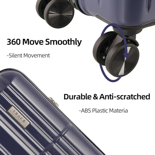 1 Piece Carry on Luggage ABS+PC Hardshell TSA Lock Aluminum Trolley Spinner Wheels (Blue, 1 Piece)3