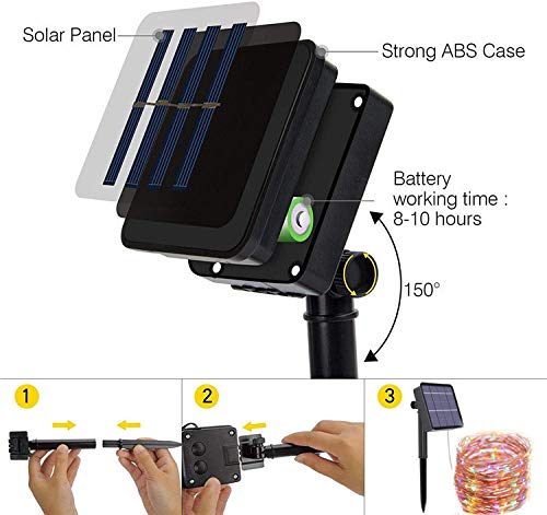 Solar String Lights Outdoor, 2 Pack 120 LED Solar Fairy Lights 46Ft Solar Garden Lights Waterproof 8 Modes Indoor/Outdoor Copper Wire Decorative Lighting for Home Patio Yard Party Wedding(Multicolour)