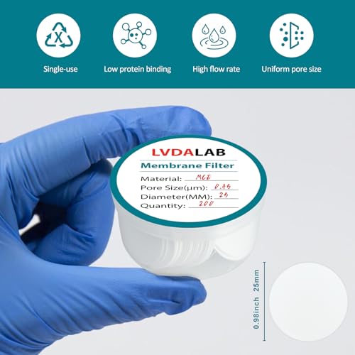 Image of 200Pcs /Pack MCE Membrane Filters, Round Mixed Cellulose Esters Lab Filter Paper, Hydrophilic Filter Paper 0.45m Pore Size, 25mm Diameter,Non Sterile