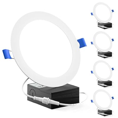 Sunco Recessed Lighting 6 Inch LED, Canless Ceiling Lights Slim with Junction Box, 850 LM, 14W (100W Equivalent), 2700K Soft White, Dimmable, Wafer Thin, 50000 Lifetime Hours ETL 4 Pack