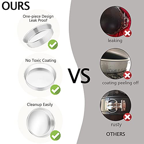 Teamfar Cake Pan, 6'' & 8'' & 9 ½'', Stainless Steel Round Baking Tier Cake Pans Set, For Baking Steaming Serving, Healthy & Heavy Duty, Mirror Finish & Dishwasher Safe - 3 Pcs #TOP2