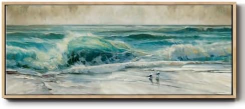Renditions Gallery Floater Frame Nature Prints Crashing Waves & Seagulls at Dusk