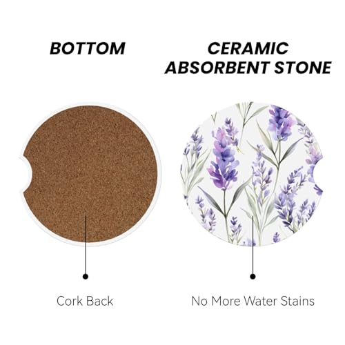 Posavasos para Auto de Cerámica, Floral Morado, 2 Pzas miniatura 2