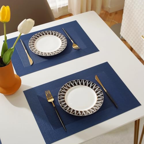 Panda Palm Vinyl Placemats Heat-Resistant Table Mats Washable Easy Clean Plastic Placemats for Dining Table Set of 4 (Blue) by Panda Palm - Used condition - Image 4