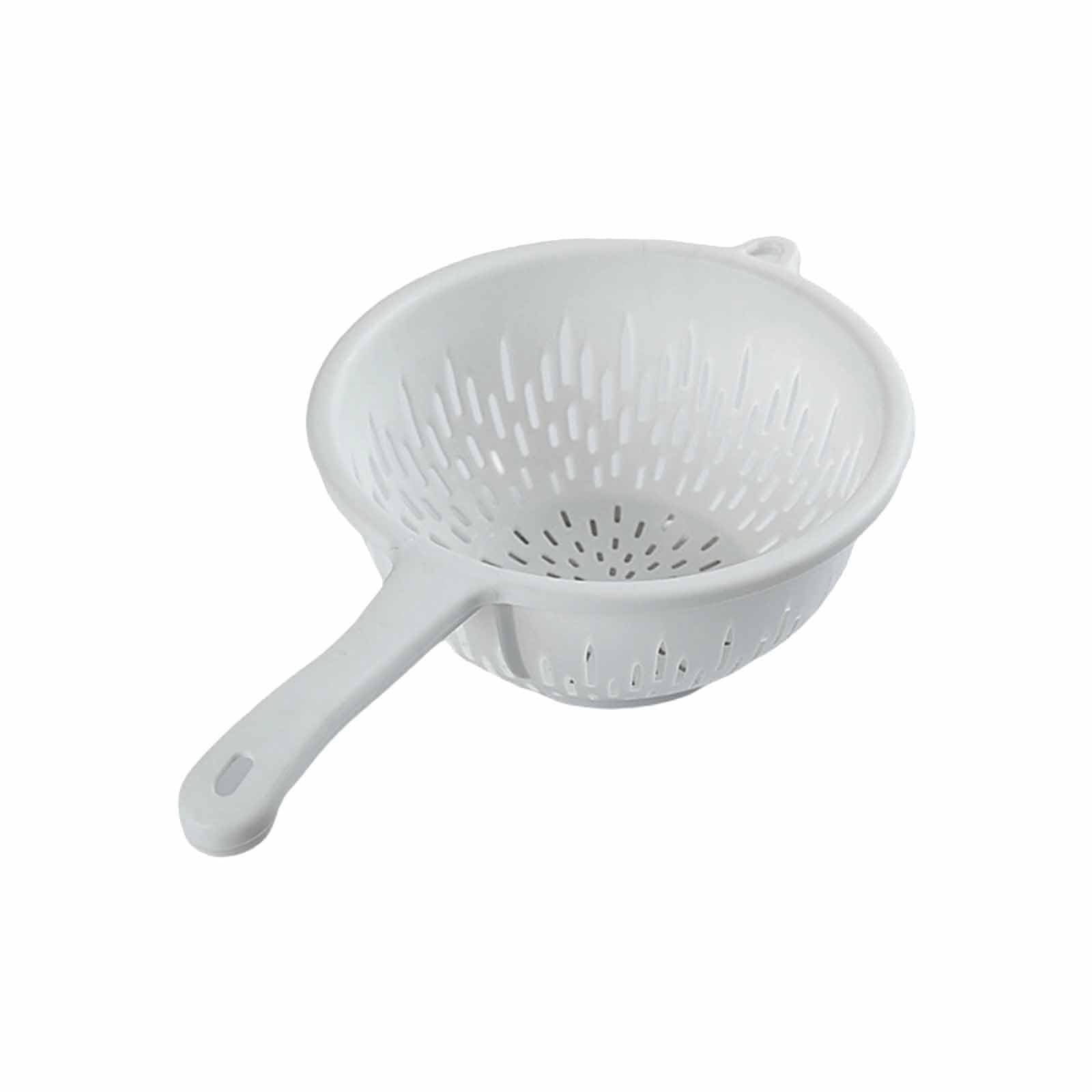 Generic Plastic Strainer with Ergonomic Handle, Multifunctional Kitchen Colander for Washing Fruits, Vegetables, and Draining Pasta, Dishwasher Safe Space-Saving Storage (White)