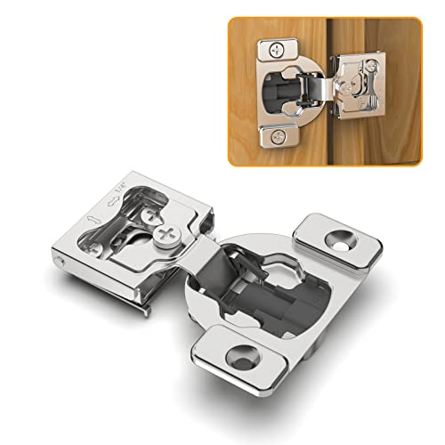 Chibery 10 Pack 1/4 Small Overlay 4D Concealed Hinges for Face Frame Door Soft Close On/Off Switch Self Closing 105 Open Angle Concealed Stainless Steel Hinges for Framed Cabinet Satin Nickel